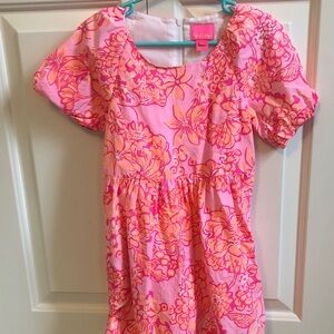 Floral Pink and Orange Kids Dress